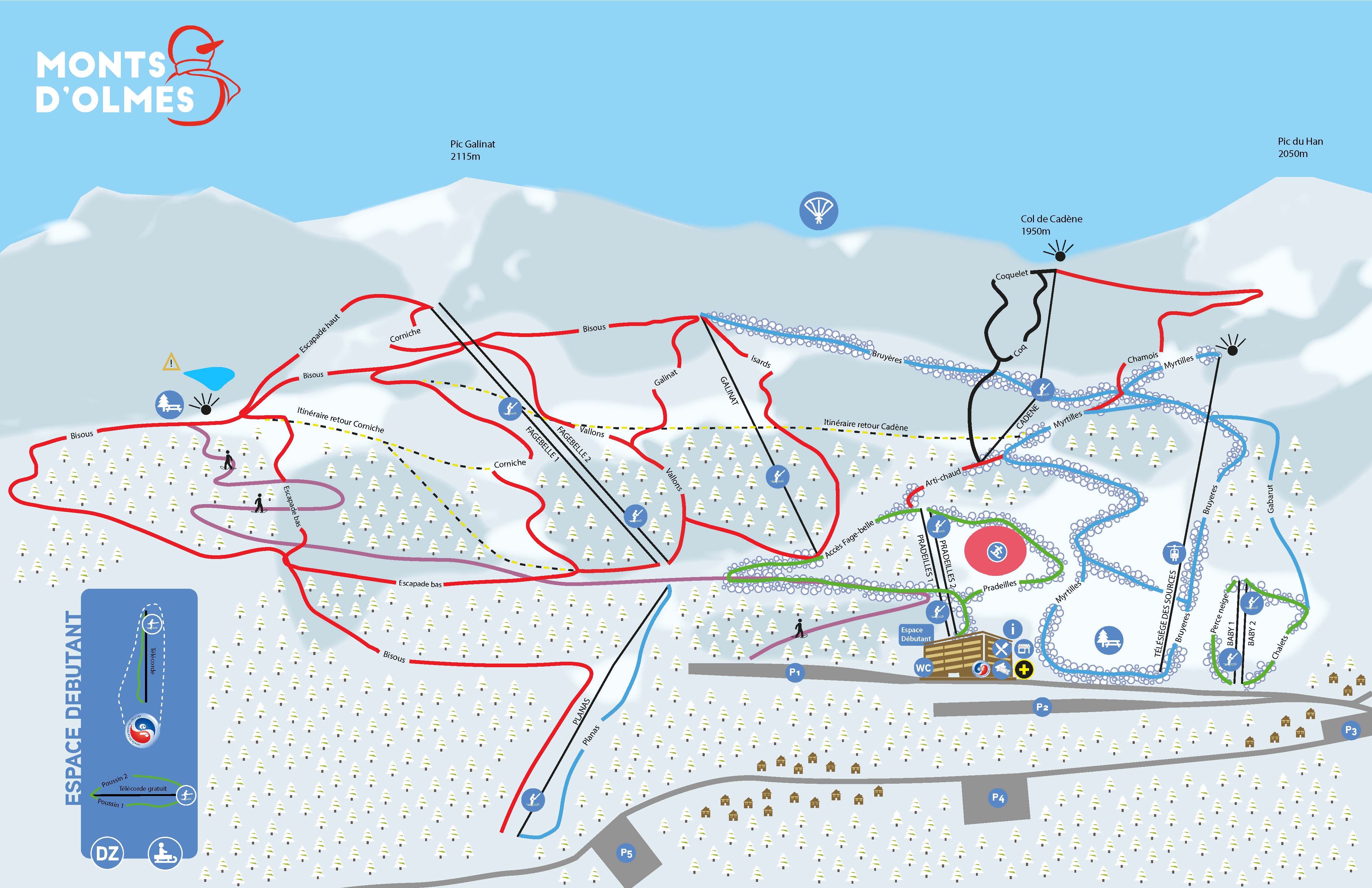 Plan des pistes des Monts d'Olmes